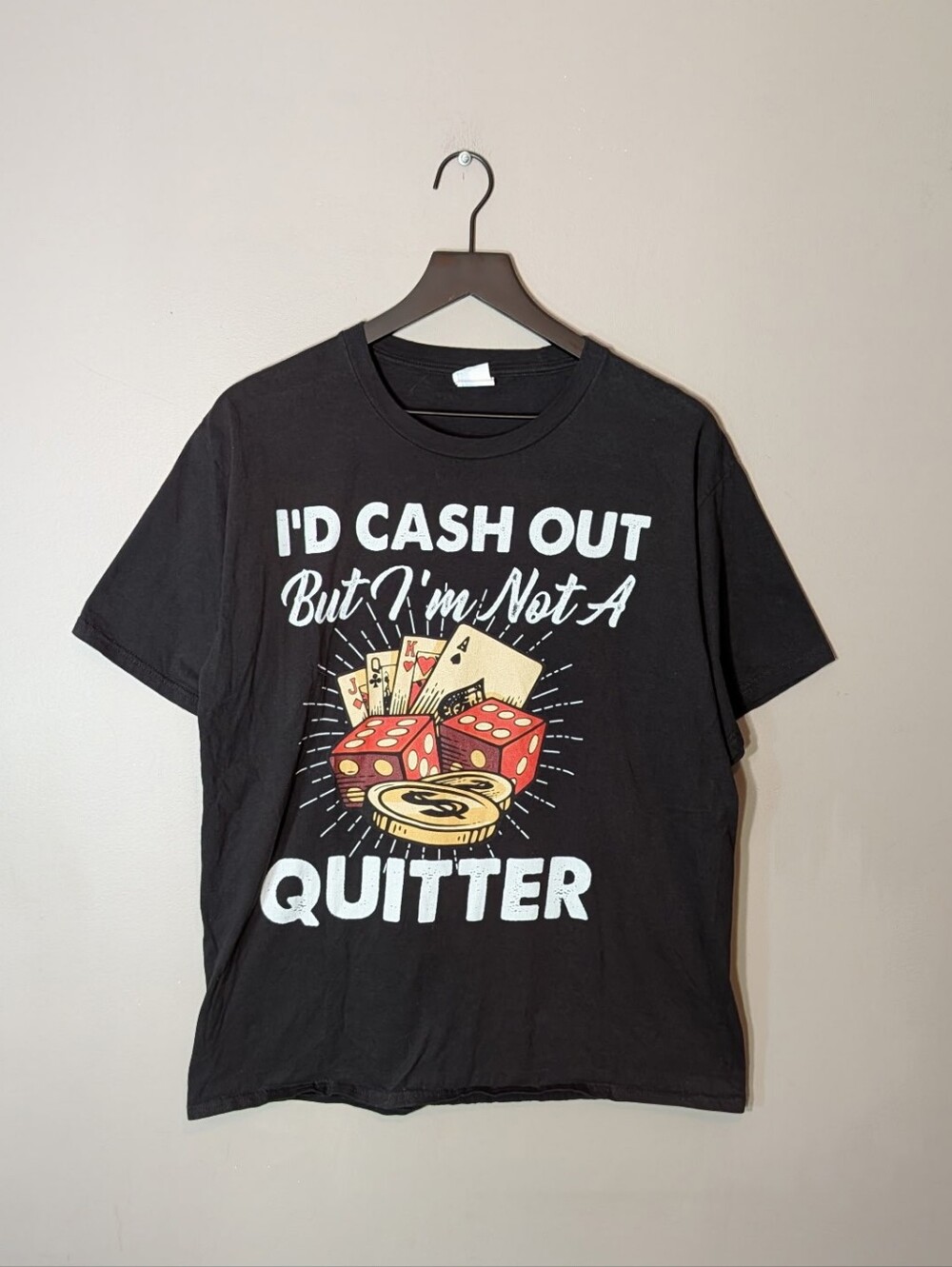Port and Company Black I'D CASH OUT Graphic Tee with Red and Gold Accents